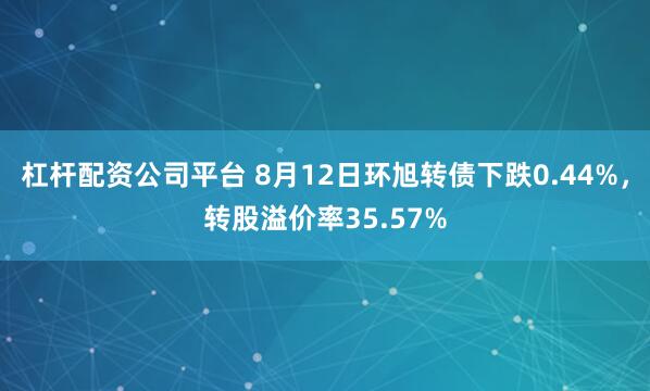 杠杆配资公司平台 8月12日环旭转债下跌0.44%，转股溢价率35.57%
